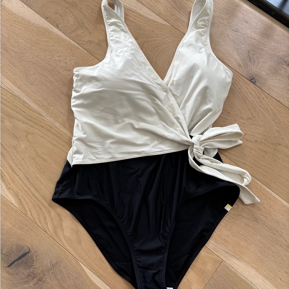Summersalt Cream and Black One Piece with Side Tie